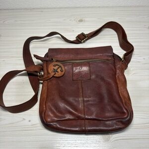 Harbour 2nd Crossbody Bag Shoulder Purse Leather Cognac Brown Zip Top Flap